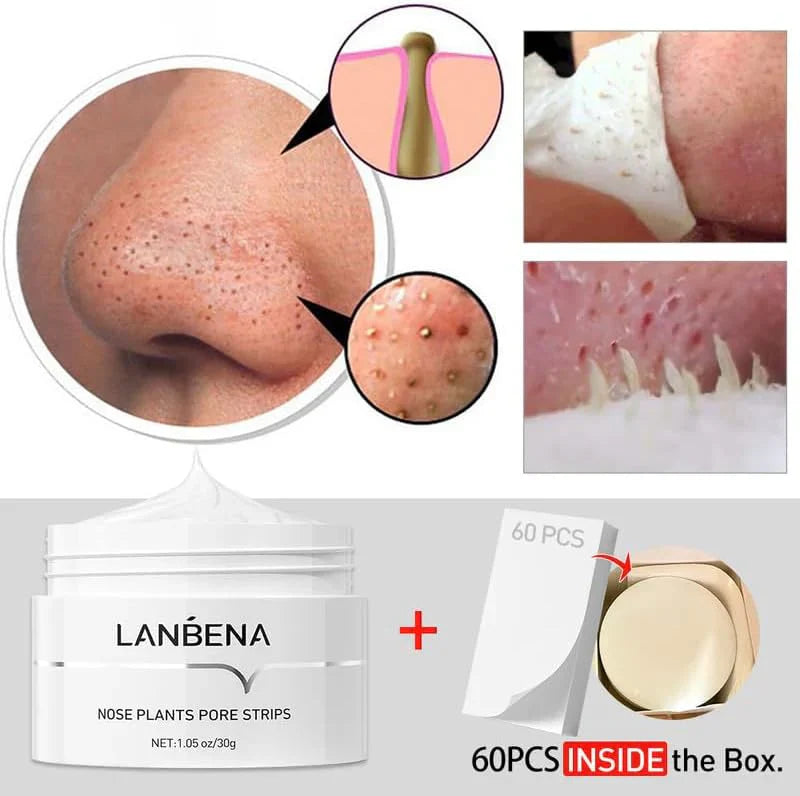 LANBENA blackhead remover, Nose Pore Strips for Blackheads, Black Head Remover Mask for Face, Puntos Negros